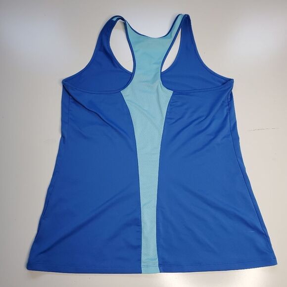 L UA UNDER ARMOUR Feminine Contour HEAT GEAR RUNNING blue TANK TOP LARGE - Picture 1 of 7